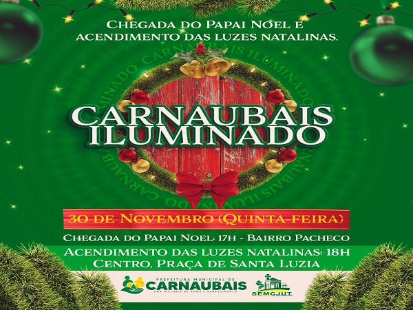 Nesta quinta-feira, 30/11,  A Prefeita, Marineide Diniz, juntamente com o Papai Noel, acenderá as luzes natalina.